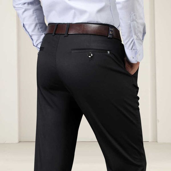 

autumn and winter style plus size casual pants warm stretch business men's clothing plus velvet thickening straight trousers 210531, Black