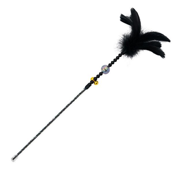 

cat toys pet interactive toy catcher with colored feather bells handmade pearl for catching game playing stick