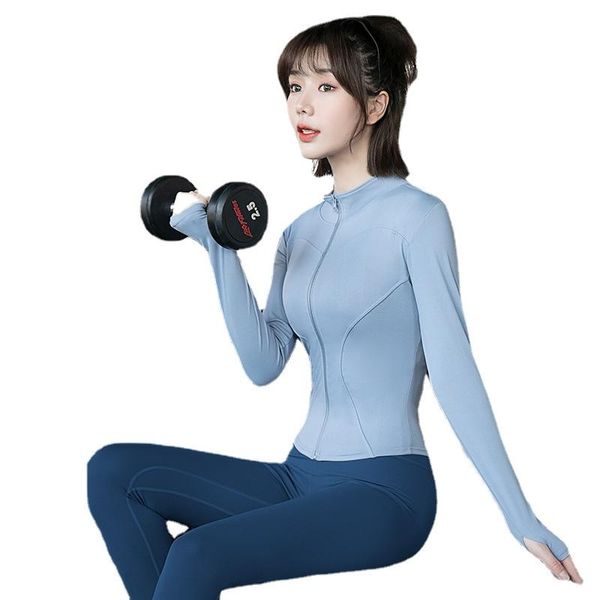 

yoga outfit women athletic sport shirts slim fit long sleeved fitness coat crop with thumb holes gym jacket workout sweatshirts