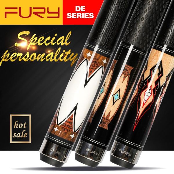 

fury billiard pool cue de series 11.75mm 13mm tiger tip 147cm length professional maple shaft quick joint stick cues
