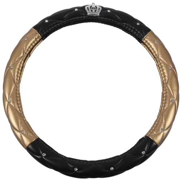 

steering wheel covers car cover universal crystal crown pu leather 15 inch
