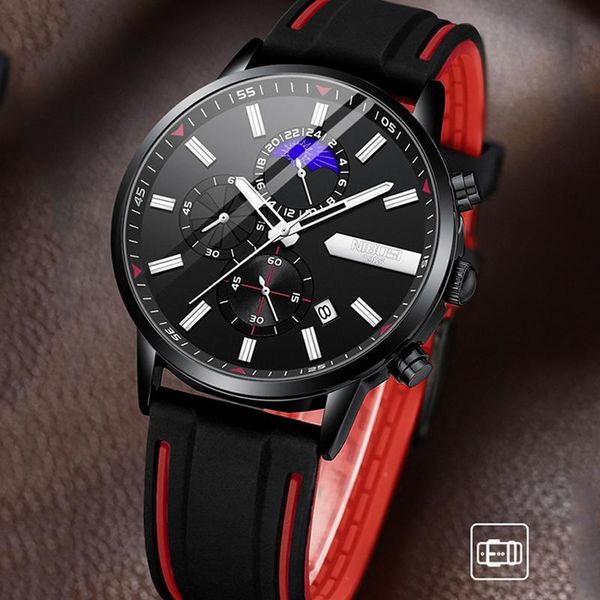 

wristwatches nibosi 2021 fashion watch for men business waterproof chronograph relogios casual man watches relogio masculino, Slivery;brown