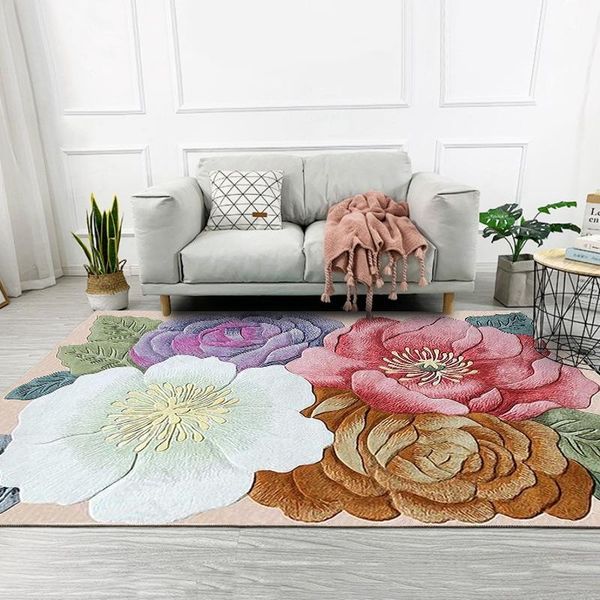 

carpets colorful 3d flowers printed living room large area rugs sofa coffee table balcony floor mat bedroom bedside non-slip