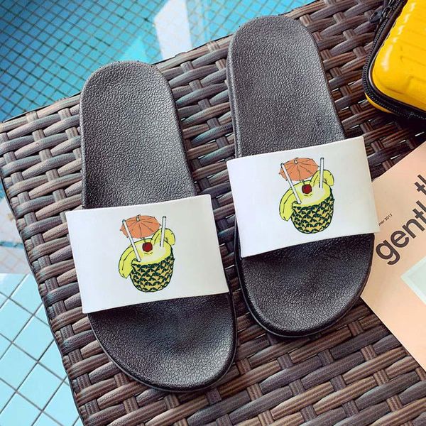 

slippers home ladies cute pineapple cartoon printed women shoes 90s harajuku flat summer indoor for, Black