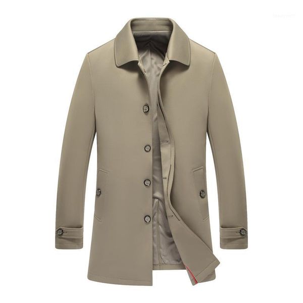 

men's trench coats autumn classic men fashion casual fit turn-down collar jackets cool for male, Tan;black
