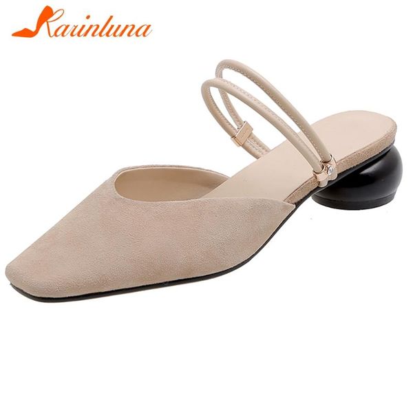 

dress shoes karin fashion genuine leather female office casual metal pumps square toe thin belt slip on women woman, Black