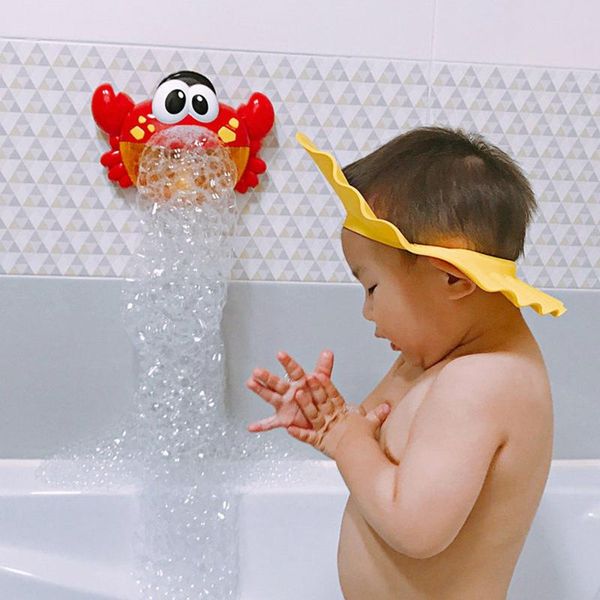 

red plastic cartoon crab automatic bubble machine music maker funny water one button baby bath shower toy for kids liquid soap dispenser