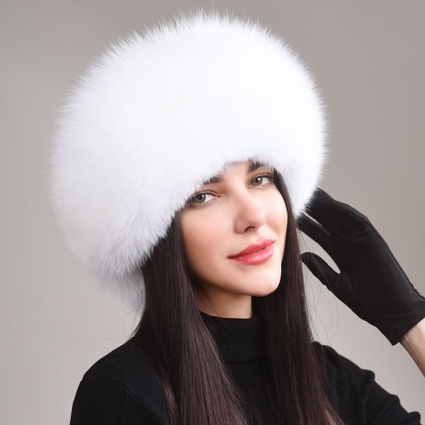 

womens real fox fur hat russian ushanka winter warm aviator trapper bomber ski earmuffs cap, Blue;gray