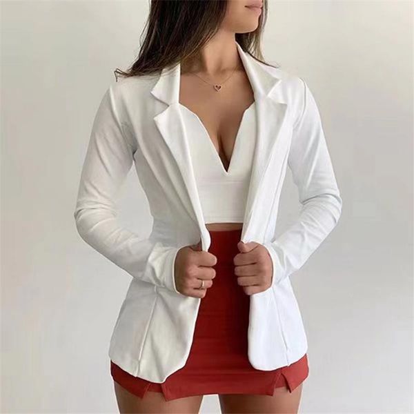 

women's suits & blazers plus size women blazer jackets spring autumn basic notched slim solid suit office ladies outwear coat j, White;black