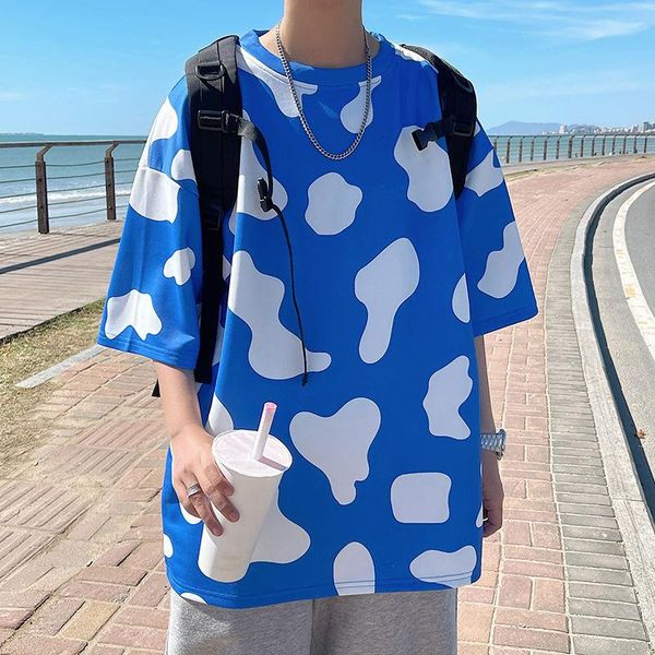 

men's t-shirts summer t-shirt fashion printing casual t shirt men streetwear korean loose short-sleeved tshirt mens m-5xl, White;black