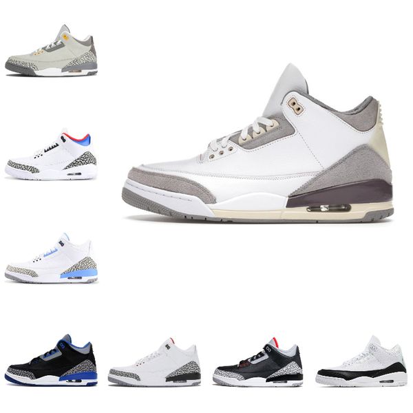 

2021 royal cement 3 3s basketball shoes mens throw line black white racer blue cool medium grey georgetown unc a ma maniere red tinker train