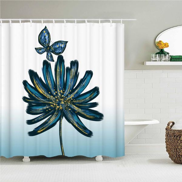 

shower curtains beautiful flowers butterfly printed fabric waterproof bathroom curtain decor with 12 hooks