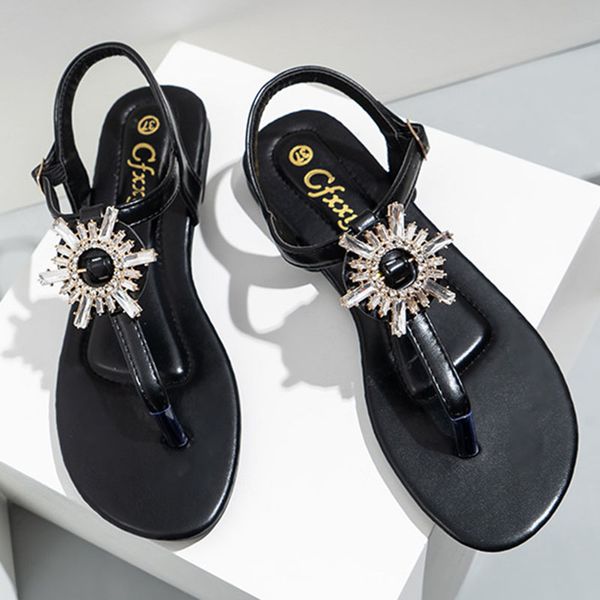 

slippers lucyever clip toe sandals women summer 2021 fashion sunflower beach woman outdoor super light flat sandalias mujer sgbj, Black