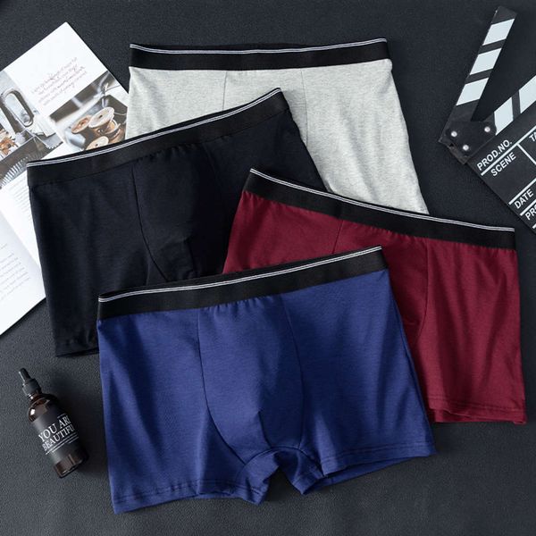 

men's underwear pure cotton middle waist breathable men's boxers, Black;white