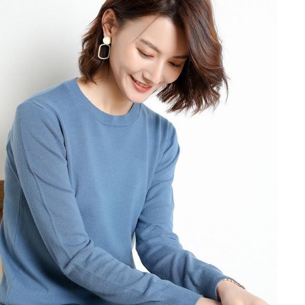 

style women spring autumn pullovers fashion soild color casual long sleeve silm clothes female kintted round neck women's sweaters, White;black