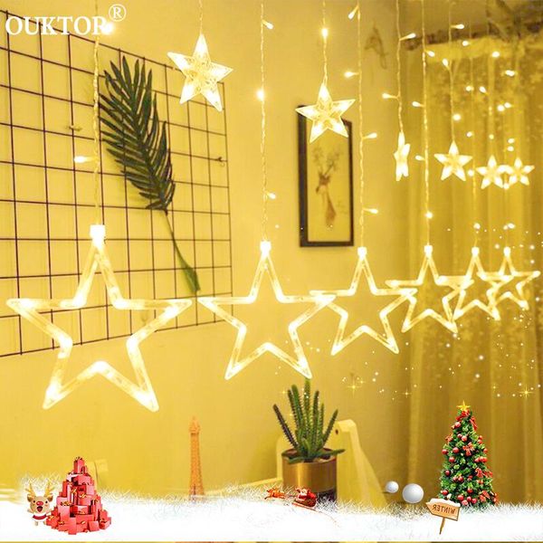 

strings years 2.5m fairy star led curtain string lights garland for home wedding party holiday decoration indoor 220v eu plug