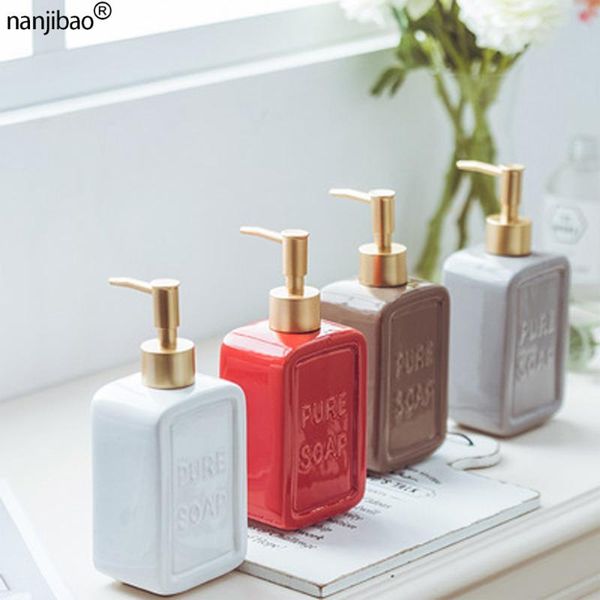 

liquid soap dispenser 475ml portable ceramic creative shampoo and conditioner pump bottle bathroom accessories home decoration