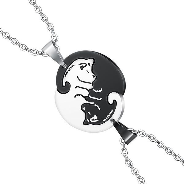 

pendant necklaces black and white dog 520 stainless steel woman pendants chain girlfriend womans jewelry creativity gift wholesale, Silver