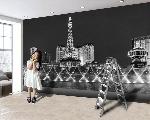 

3d landscape wallpaper beautiful tower city night view mural wallpapers living room bedroom kitchen home painting wall paper
