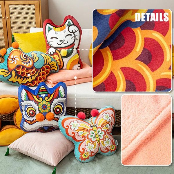 

blankets 3d printing velvt flannel quilt chinese traditional dance lion embroidery air conditioning blanket and cushion sofa car decor