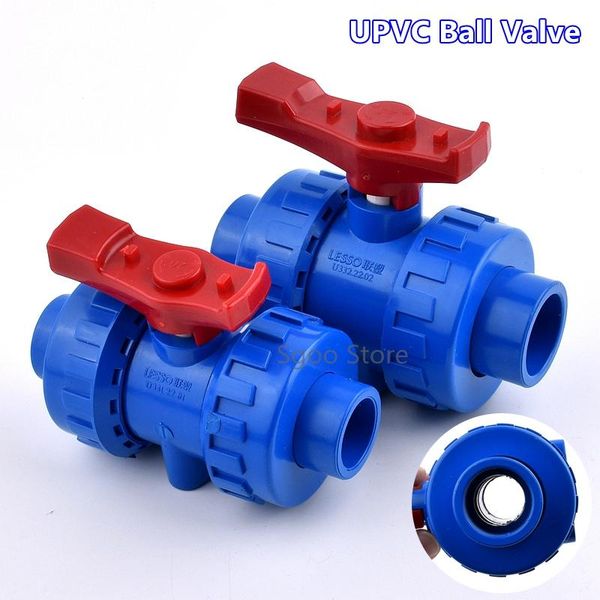 

watering equipments 1pc id 20~63mm blue union upvc valve aquarium fish tank pvc ball garden irrigation water treatment accessories