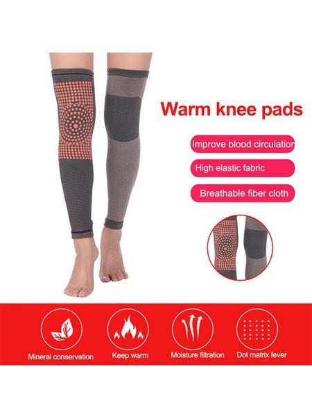 

elbow & knee pads 2pcs self heating support brace warm for arthritis joint pain relief and recovery protector, Black;gray