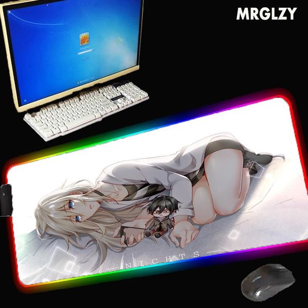

mouse pads & wrist rests anime large rgb led gaming lighting mousepad with usb port rubber base big keyboard mats xxl waterproof and non-sli
