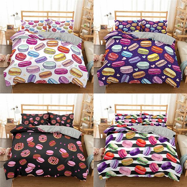 

bedding sets cartoon food pattern set hamburger reactive printed duvet cover pillowcase 2/3 pcs home textiles single twin  king