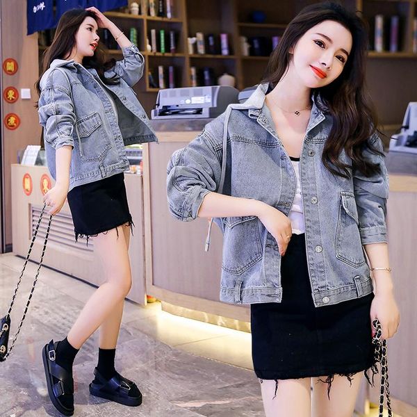 

women's jackets 2021 korean version of the embroidered denim jacket female short section loose bf wild foreign student top, Black;brown