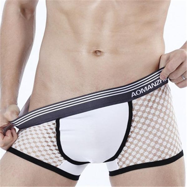 

mens breathable underwear fashion trend ice silk casual print shorts boxers designer male underpants comfortable soft underpant, Black;white