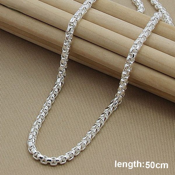 

2019 new fashion 925 sterling silver necklace 3mm box chain round necklace for women men jewelry