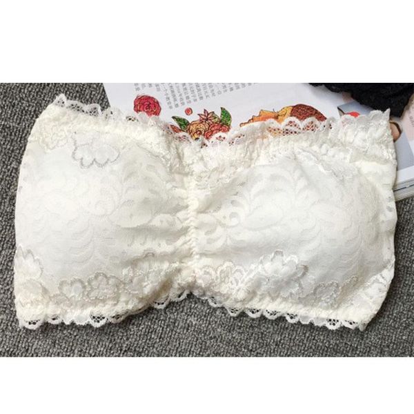 

bustiers & corsets ly summer women slim thin lace strapless bra solid comfortable padded brassiere wrapped chest dod886, Black;white
