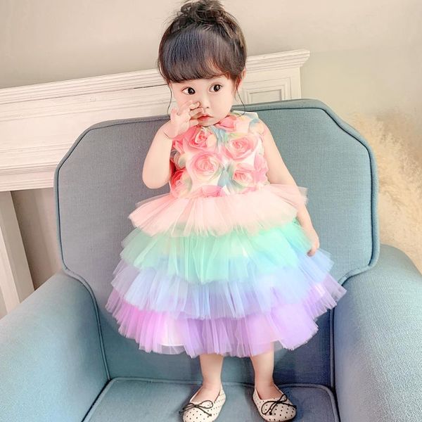 

girl's dresses baby girl christmas christening dress toddler born lace princess 1 year birthday party wedding for costume, Red;yellow
