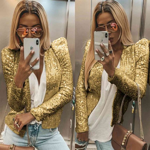 

fashionable ladies suit autumn and winter 2021 long sleeve stand collar cardigan bead sequin blazer women's wear, White;black