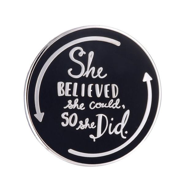 

Pins, Brooches She Believed Could So Did Brooch Pins Enamel Metal Badges Lapel Pin Jackets Fashion Jewelry Accessories, Gray