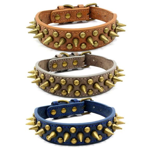 

dog collars & leashes domineering anti-dog bite bronze pointed rivet pet collar super cool nail punk style supplies