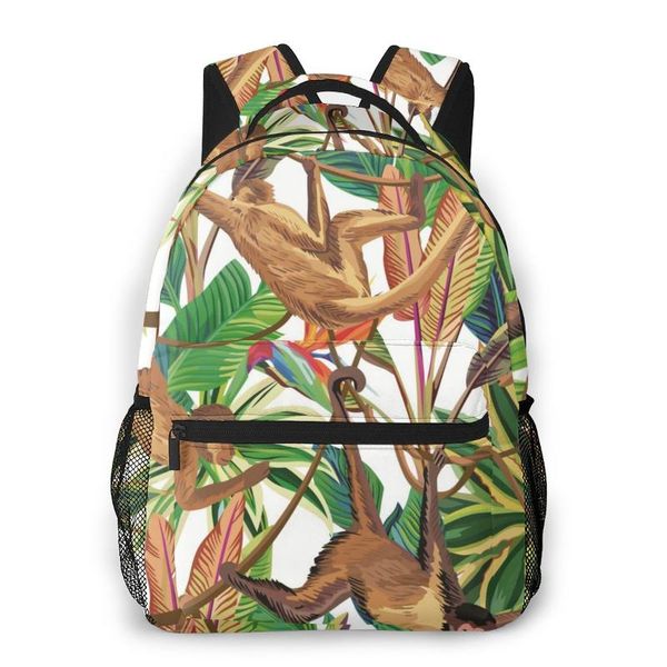 

backpack travel pack tropical monkey in the jungle sports bag outdoor climbing