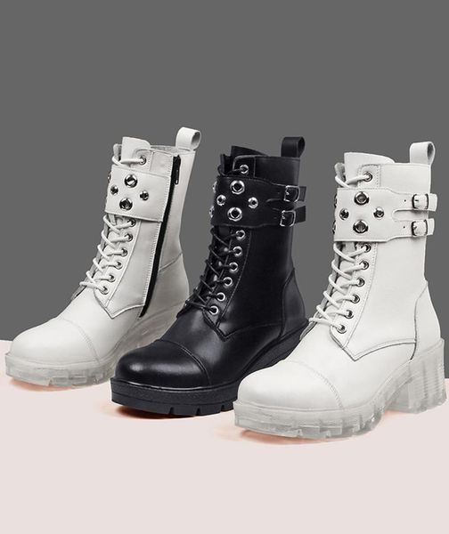 

boots 2021 women's leather cowhide trend, Black