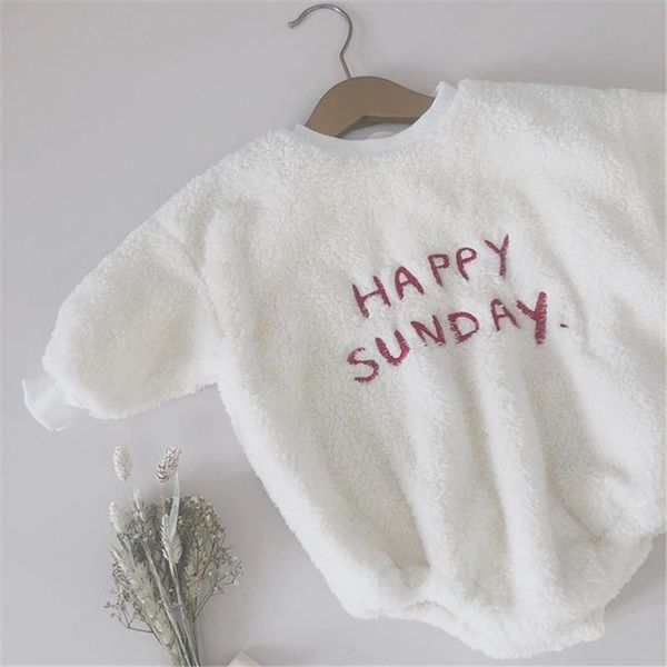 

rompers autumn winter born baby boys girls clothes letter fleece bodysuit cotton long sleeve jumpsuit cute lovely clothing, Blue