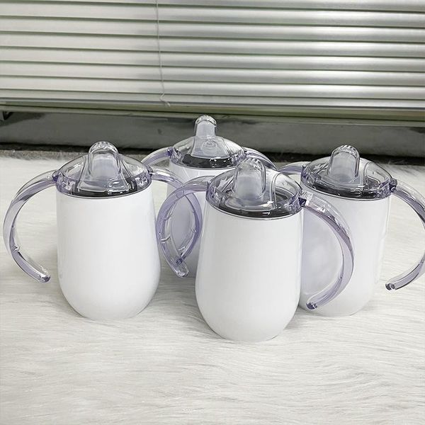 

water bottles wholesale 10oz sublimation sippy cups white blanks baby bottle with handle stainless steel kids drinking for born gift