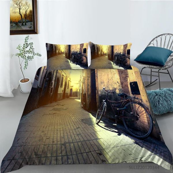 

bedding sets 3d street alley pattern printing duvet cover set soft fabric 2/3pcs quilt with pillowcase