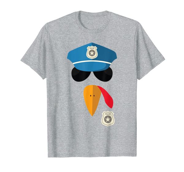 

thanksgiving shirt for boys men police turkey face costume t-shirt, White;black