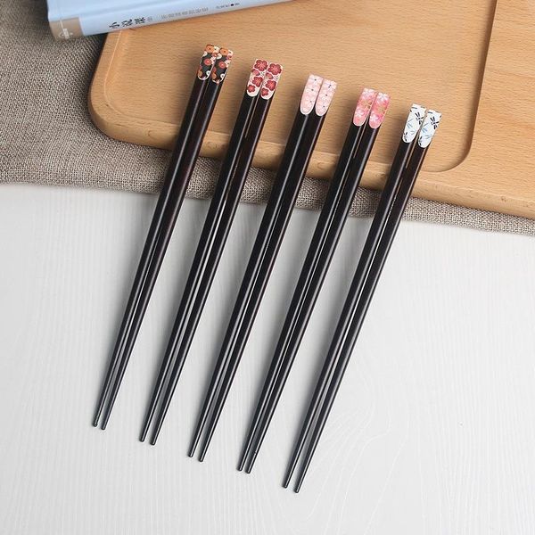 

chopsticks 1pair japanese black sushi fast noodles chop sticks korean tableware kitchen bar supplies chinese cutlery