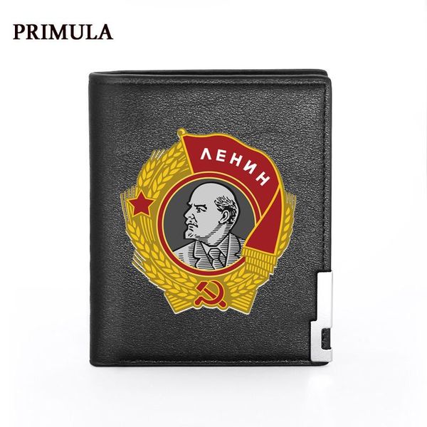 

wallets primula male pu leather men holders vintage soviet lenin women short purses high quality, Red;black