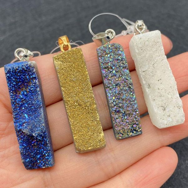 

charms wholesale multi-color rectangular shape pendant crystal material for jewelry making diy handmade accessories beaded decoration, Bronze;silver