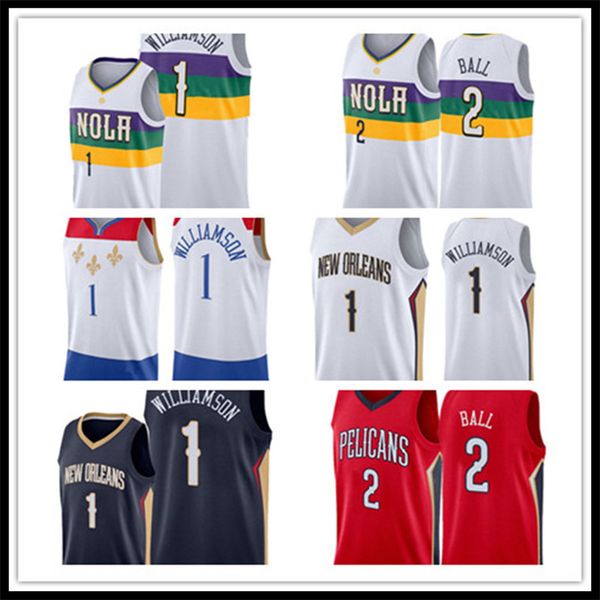 

zion 1 williamson jersey lonzo 2 ball basketball jerseys s-xxl 19.9, Black;red