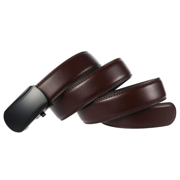 

belts men belt leather automatic buckle male fashion jeans chain stretch solid luxury bland black fange fg348-5, Black;brown