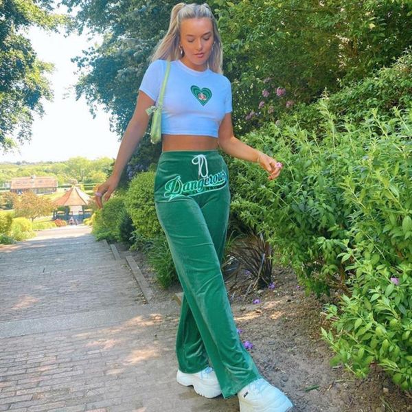 

women's pants & capris letter embroidery printed trousers women solid color loose drawstring sweat pant autumn casual club sweatpant bo, Black;white