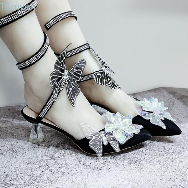 

dress shoes fashion women pumps luxury rhinestone wedding shoe high heels sweet lace butterfly pointed toe crystal heel party prom goth, Black
