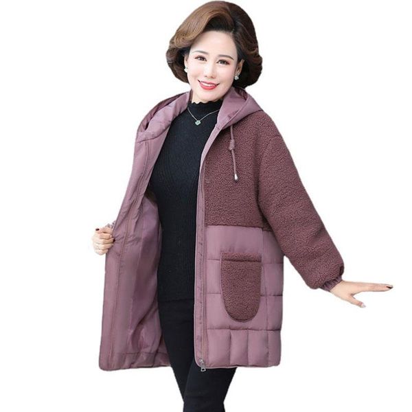 

women's down & parkas women padded jackets 2021 autumn winter hooded thick lamb wool patchwork coat warm loose casual, Black